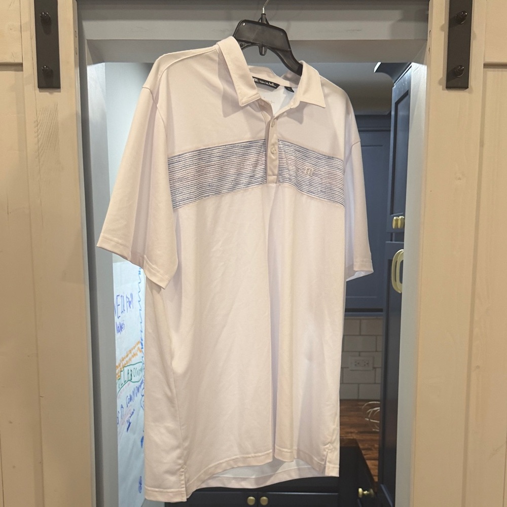 Travis Mathew White and Gray Polo Shirt